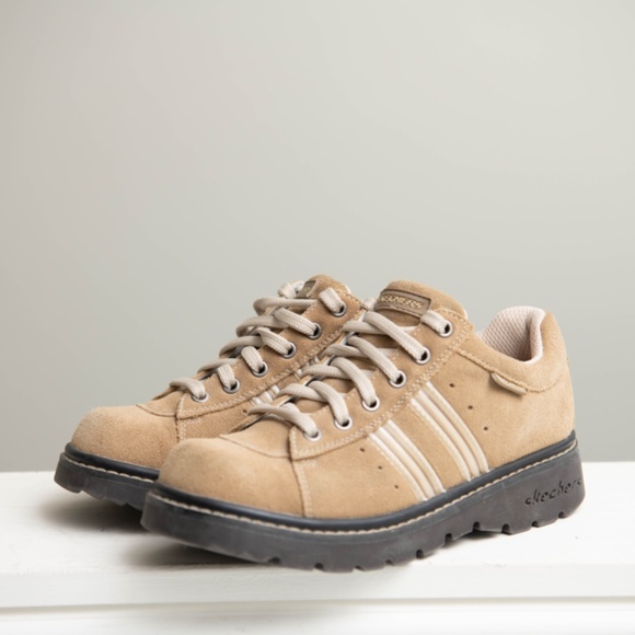 VTG Sketchers Platform Chunky Y2K 90s Grunge Suede Shoes Womens Sz 6.5 Brown Tan - Picture 2 of 8